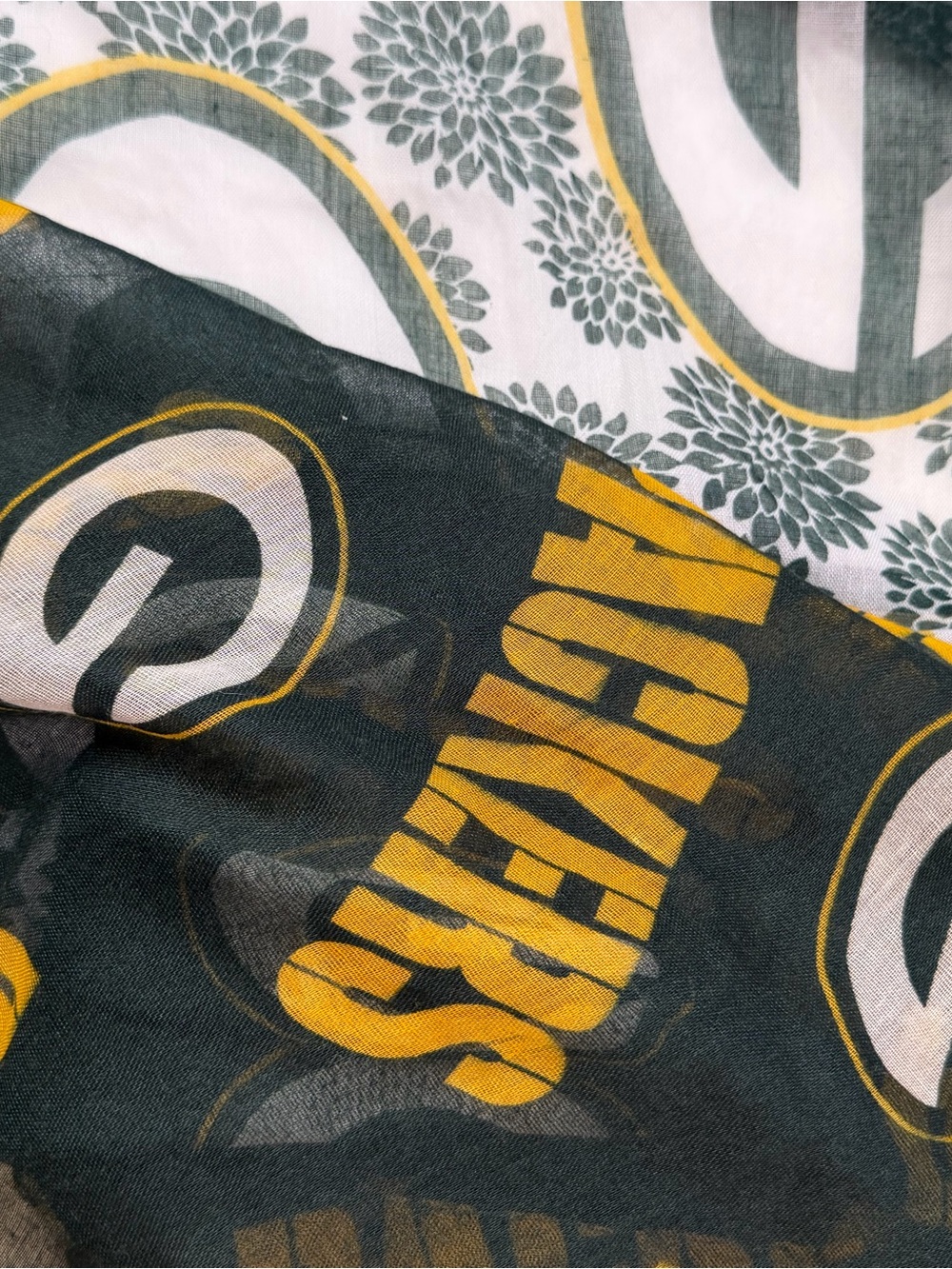 Green Bay Packers Sheer Infinity Scarf‎ Lot Floral Lightweight Fan Wrap